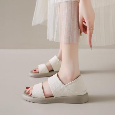 Summer New Fairy Style Flat Bottom Soft Sole Sandals Fashion Two Wear Back Bag and Roman Beach Sandals for Women