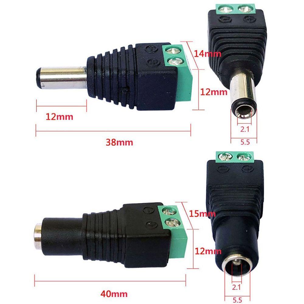 10Pcs 12V DC Power Plug Adapter 2.1*5.5mm Male Female Socket Durable Plug Jack Connector