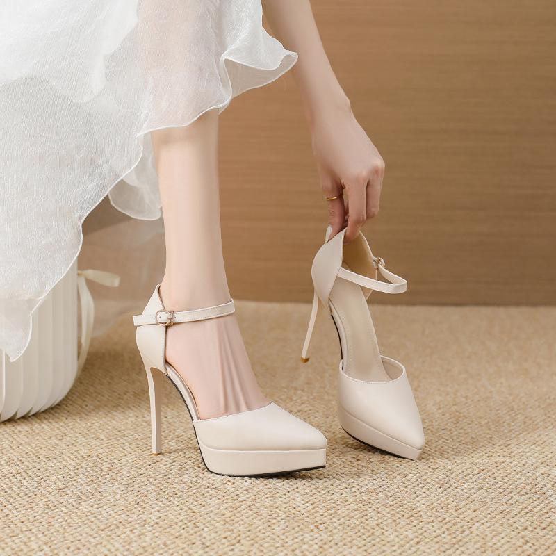 721-3 Black Patent Leather 12cm Stiletto Heels, Pointed Toe, Waterproof Platform, Fashionable Nightclub/Work Shoes for Women.