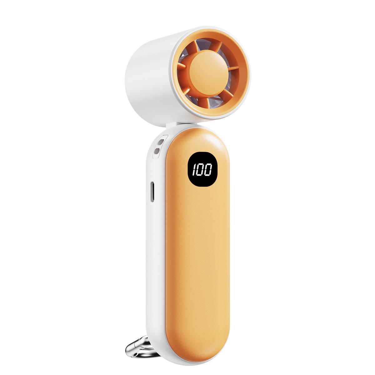 Portable USB Rechargeable Neck Hanging and Handheld Folding Mini Fan 2000mAh Handheld Folding Fan оранжевый