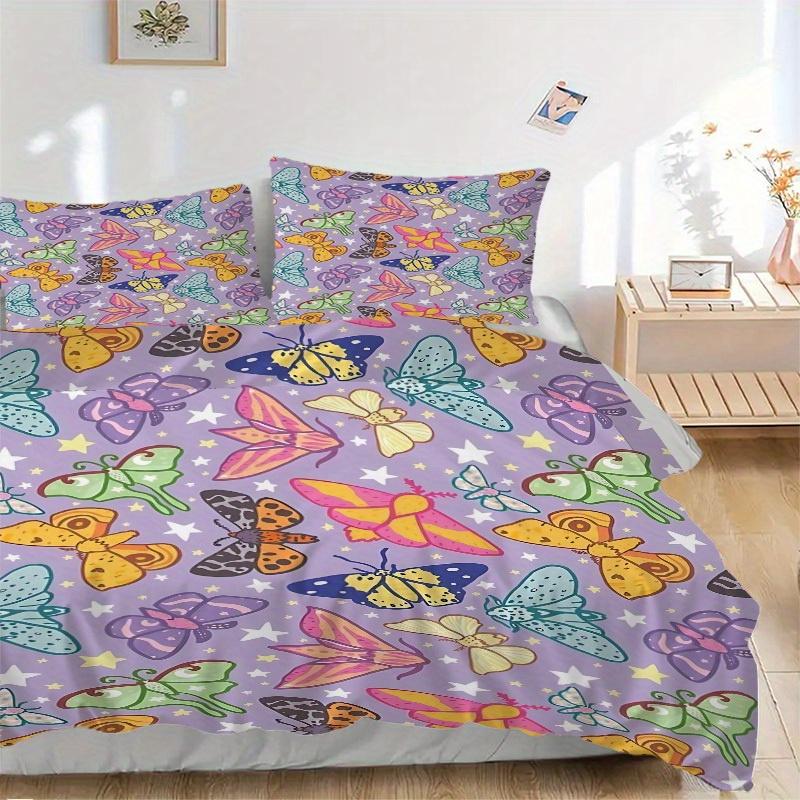 

3pcs Butterfly Print Bedding Set, Suitable for Bedroom Decoration, (Includes 1 Duvet Cover And 2 Pillowcases, Quilt Not Included) yy250822164 135x200cm