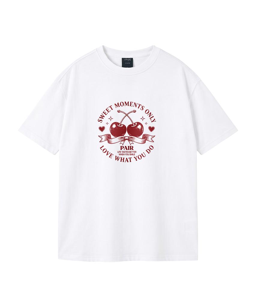WILDROCK Cherry Pair Pigment Oversized Short Sleeve T-Shirt (Includes Cropped) (Type B)
