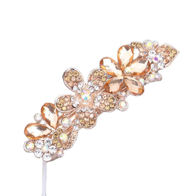 Mengpei Large Crystal Flower Hair Clip: Elegant Rhinestone Ponytail Accessory for Women.