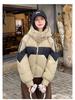 Short Color-block Hooded Warm Down Cotton-padded Jacket