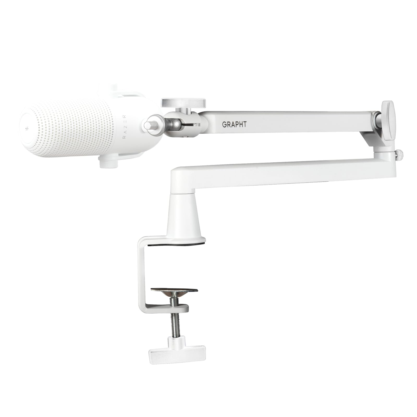 

GRAPHT Microphone Arm, Low Profile, Japanese Manufacturer, Pure White, 2kg Load Capacity, 360-degree Rotation, Adjustable Angle, 3/8 & 5/8 Microphon