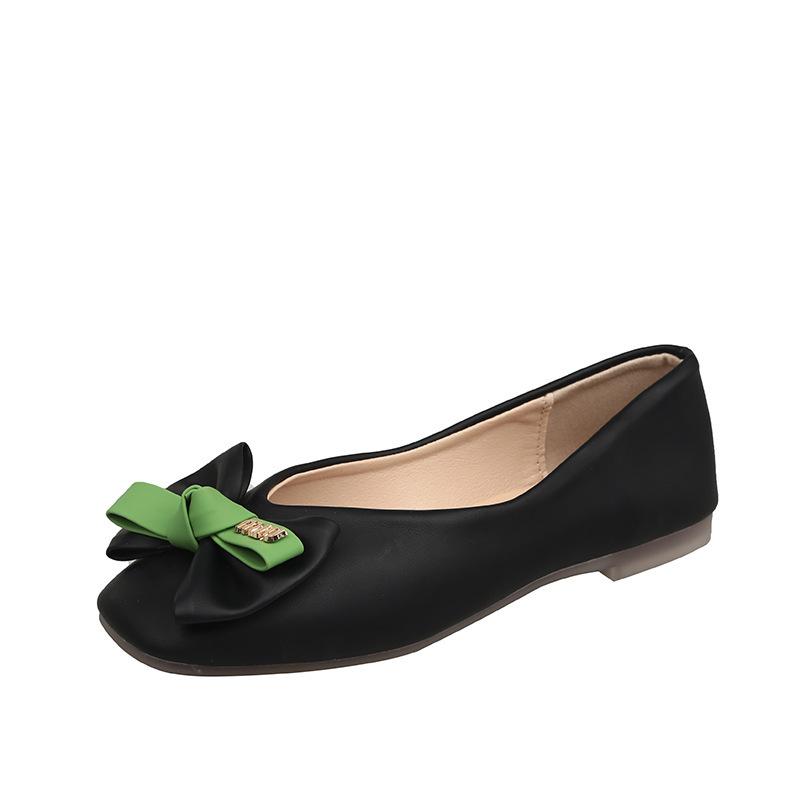 Soft-soled single shoes women's spring and autumn 2024 new versatile square head flat-soled women's shoes small fragrant wind shallow mouth women's si
