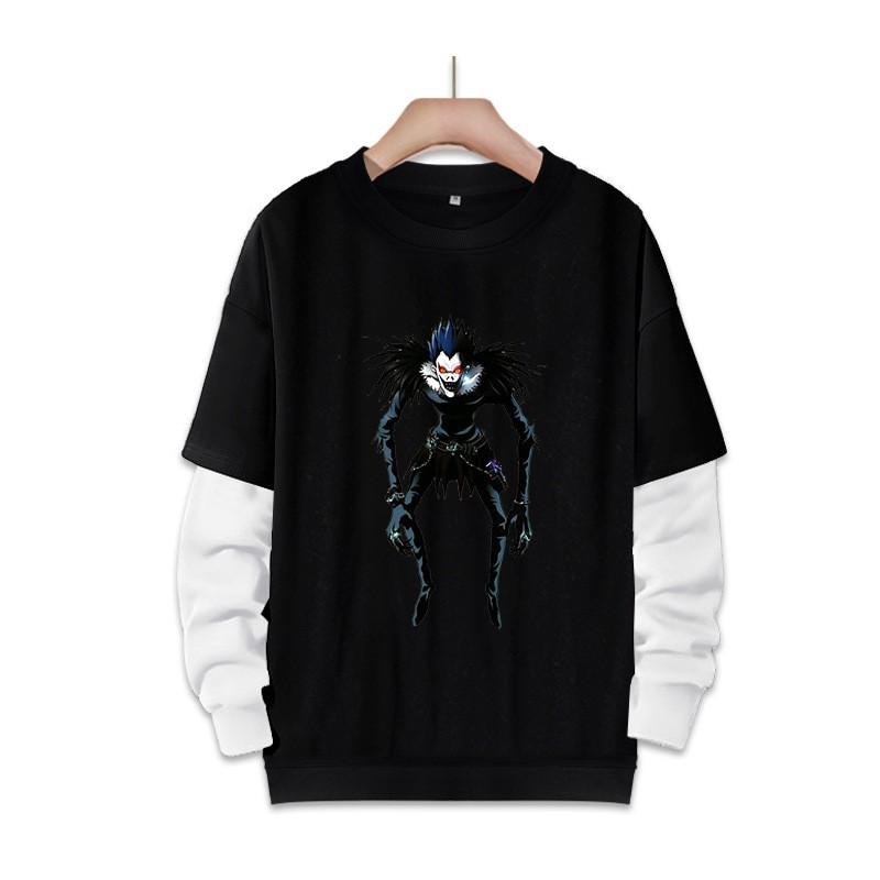 Stampa Anime Death Note Nero/Grigio S-3XL Casual Manica Lunga
