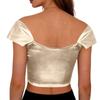 Women Satin Off Shoulder Corset Top Sleeveless Waist Cincher Bustier Blouse Summer Fashion Slim Fit Shirt