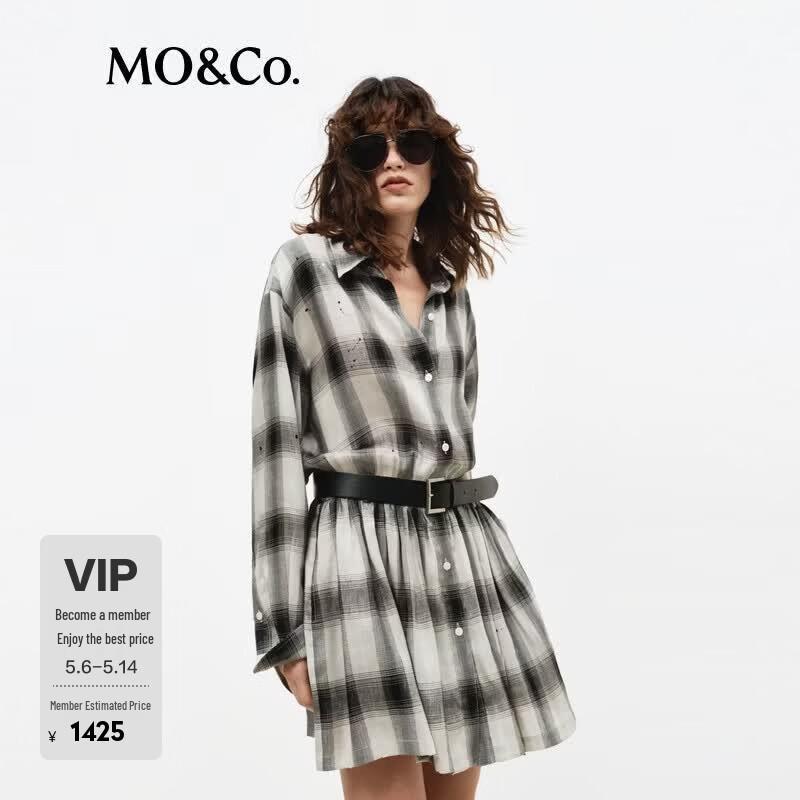 MO&Co. Plaid A-line Shirt Dress