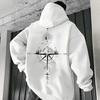 Felpe con Cappuccio Stampa Bussola Vintage da Uomo Alta Qualità con Cappuccio Manica Lunga Pullover Tutte le Stagioni Quotidiano Casual Sportive Top Abbigliamento da Uomo