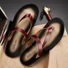 Men's Top Grain Cowhide Genuine Leather Non-Slip Summer Slippers - Trendy, Breathable, Versatile Flip Flops for the Beach