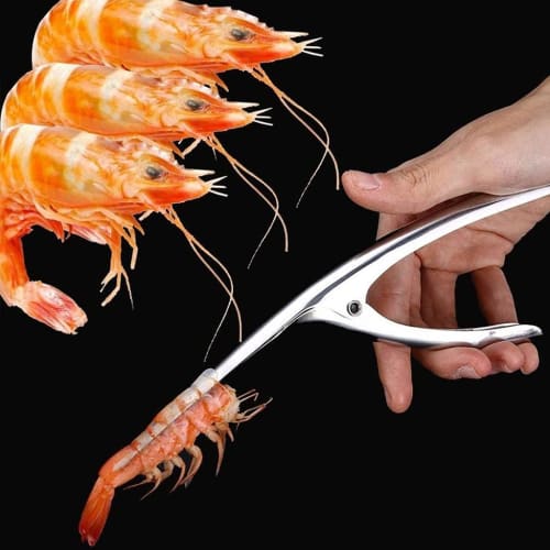 PULABO Stainless Steel Portable Shrimp Peeler/Sheller, Creative Kitchen Utensil for Easy Peeling and Shrimp Meat Removal (1 Pack)