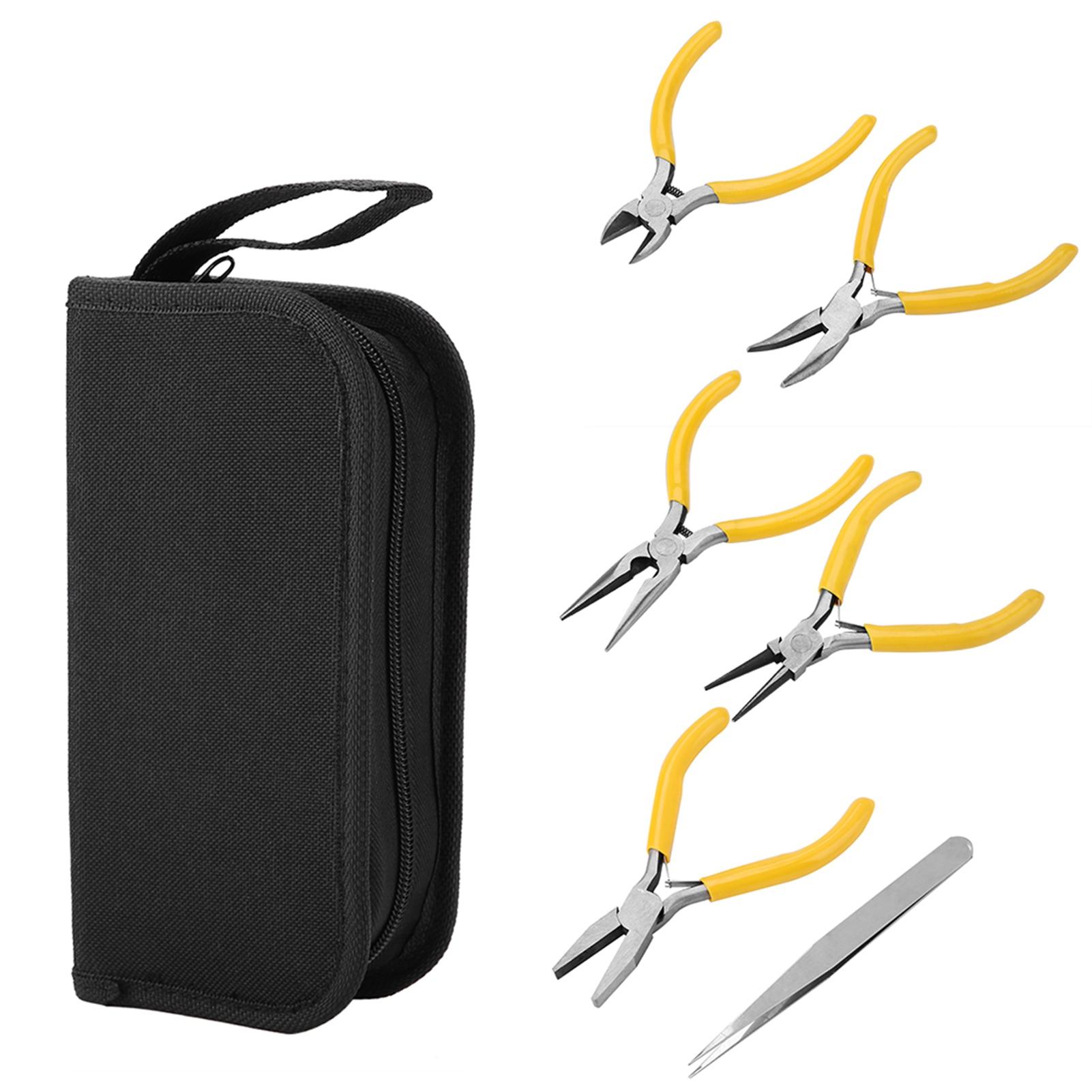 

5pcs Professional Jewelry Pliers Tools Kit Round Bent Nose Beading Making DIY белый