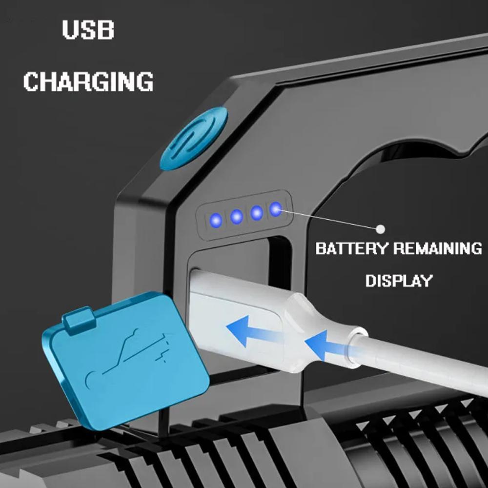 Portable LED Quad Core Strong Light Flashlight USB Rechargeable Waterproof Handheld Lantern Flashlights for Outdoor Camping