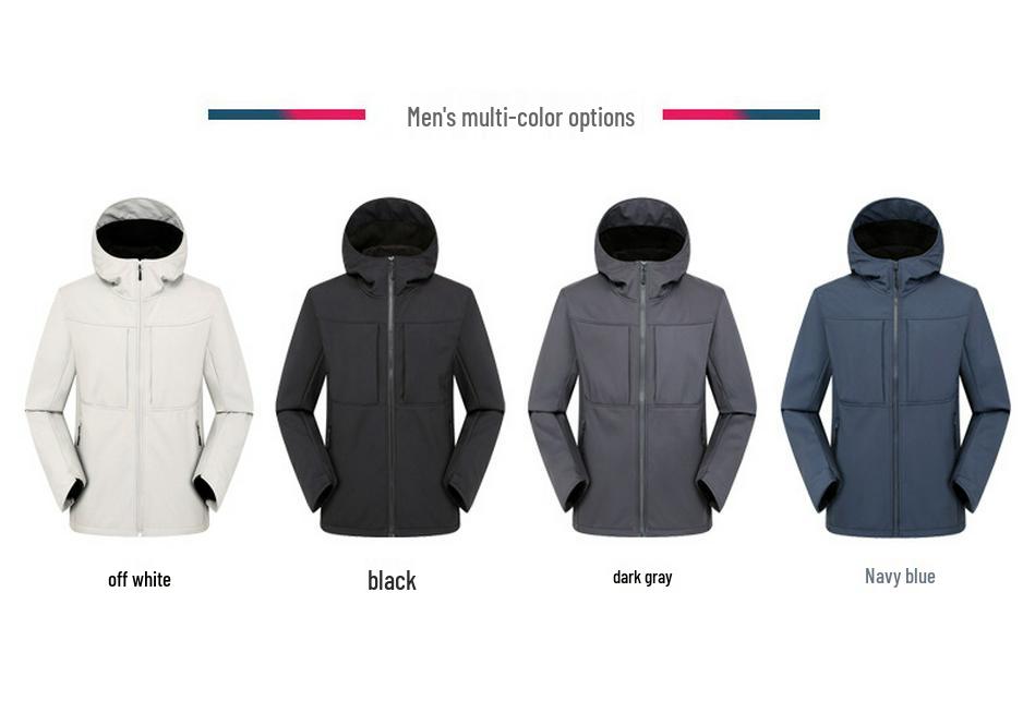 Little Bird's Men's Soft Shell Jacket with Velvet Lining - Autumn/Winter Windproof Waterproof Hiking Coat