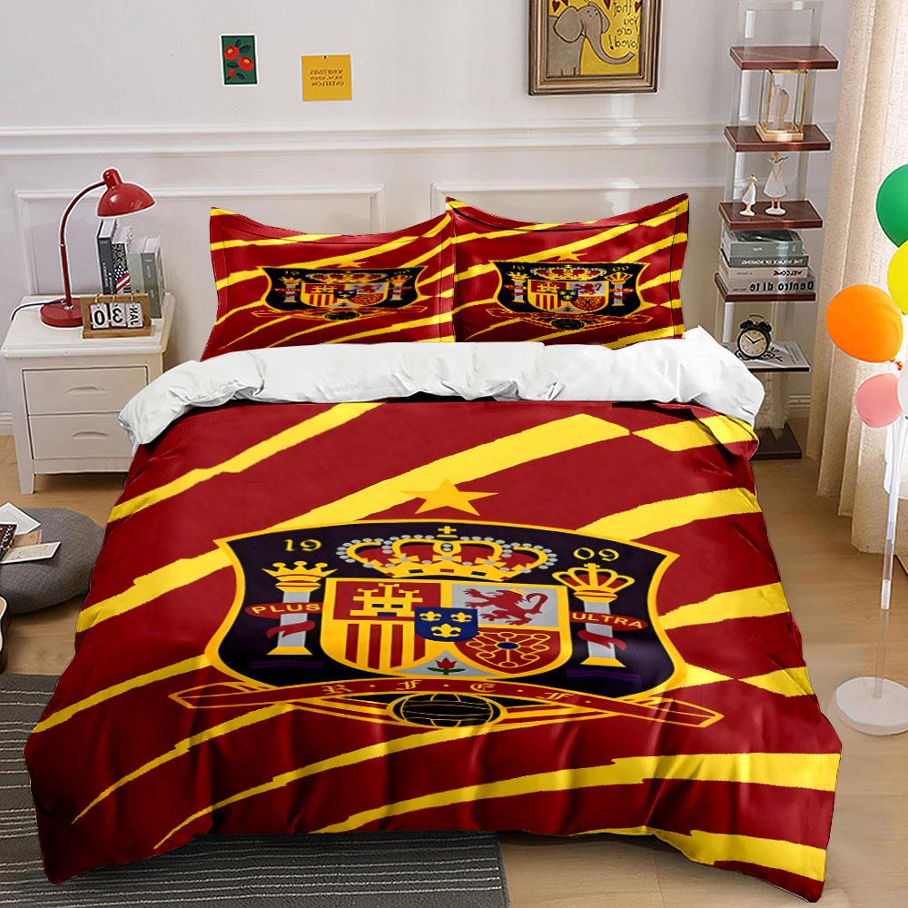 Yellow stripes, Spain emblem. Bedding sets Duvet cover sets Duvet covers Pillowcases(1 * Duvet Cover 2 * Pillowcases without duvet insert)