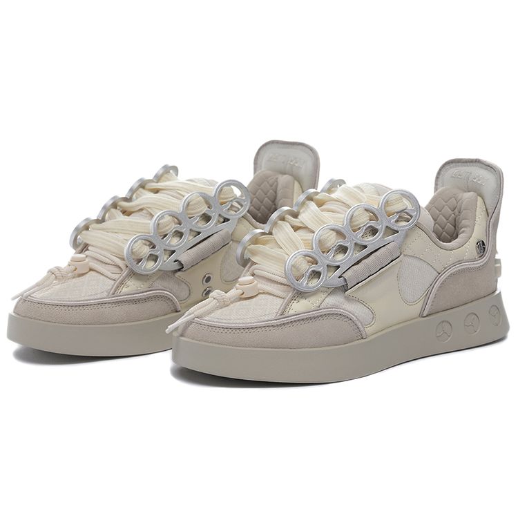 Li Ning 1990 Comfortable Trendy Heavy Eye Board Shoes Women Sneakers Light-Antique-Yellow ALHS024-1