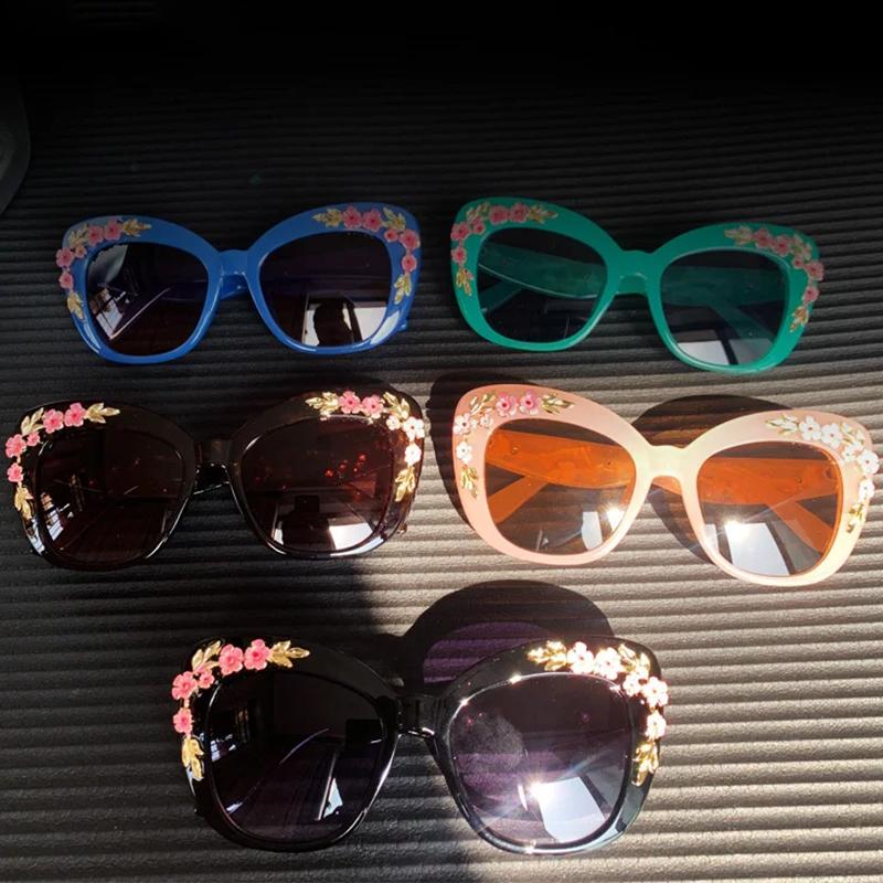 1 Stück-Rose Ausgefallene Dekorative Brille Mode Retro Design Blumen Sonnenbrille Damen Vintage Metall Rosa Flores Katzenauge Sonnenbrillen