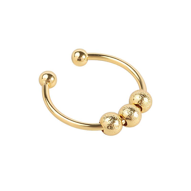 Fashion Minimalist Frosted Bead Open Ring For Women Personality Stress Relief Lucky Bead Jewelry Adjustable Finger Ring