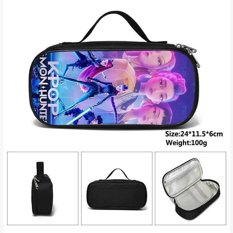 Huntrix Kpop Student Blue Compartmentary Pencil Bag Kpop Witch Hunter Student Storage Stationery Bag Pencil Bag