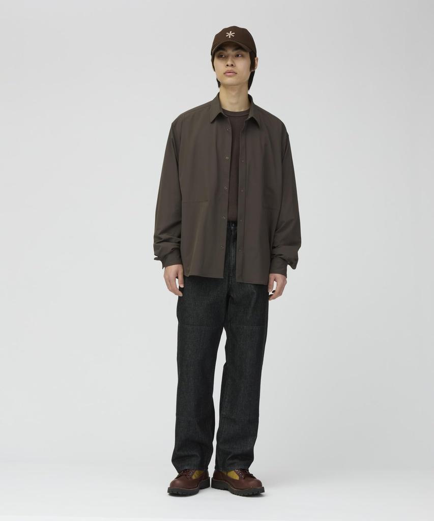 Snow Peak Stretch Dark Size S Water-Repellent Shirt, Brown