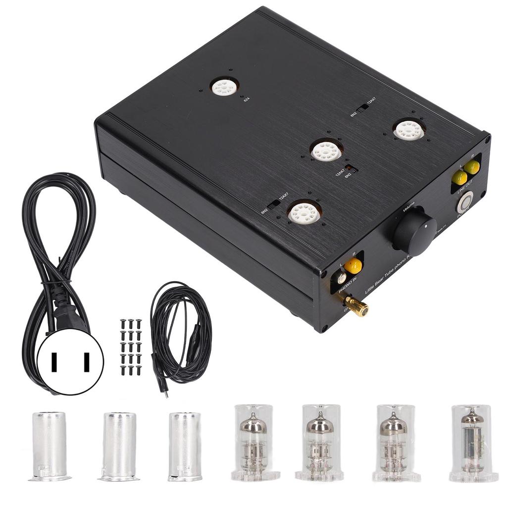 Vacuum Tube Preamplifier Aluminum Alloy Case Anti Interference Phono Preamp for Record Player US Plug 110V