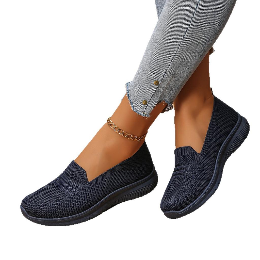 2025 old Beijing autumn and winter new women's sports shoes flying woven shoes breathable casual shoes flat shoes women