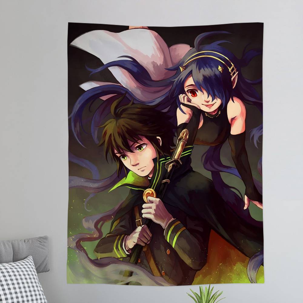Seraph of the End Yuichiro Hyakuya Asuramaru Wall Tapestry of the Demon Pair Room Decor for Shonen Anime Supernatural Fans