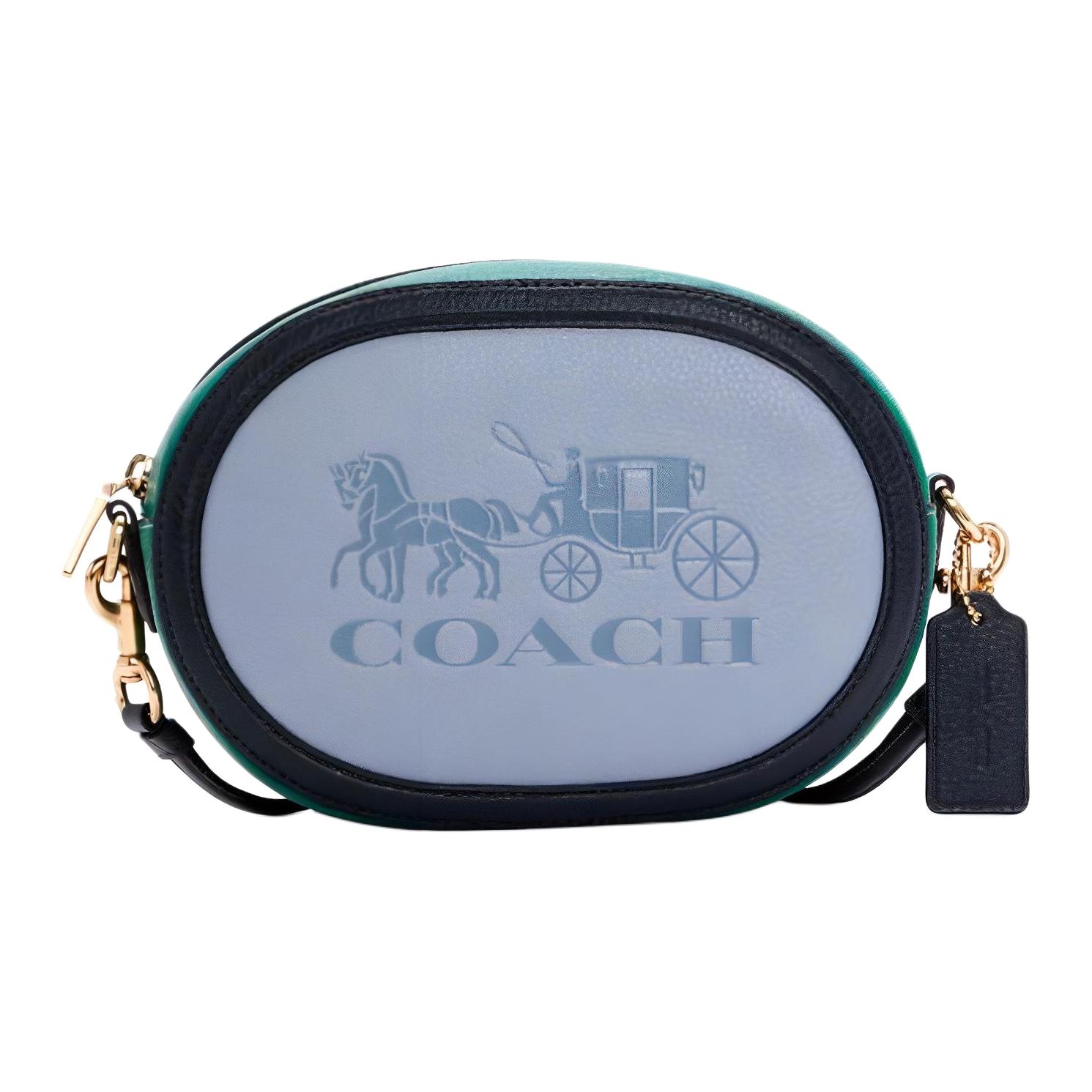 

New COACH Leather Camera Bag, Crossbody Bag, Shoulder Bag Women s Blue C5777-IMRGX 21.1*7.1*14.7CM