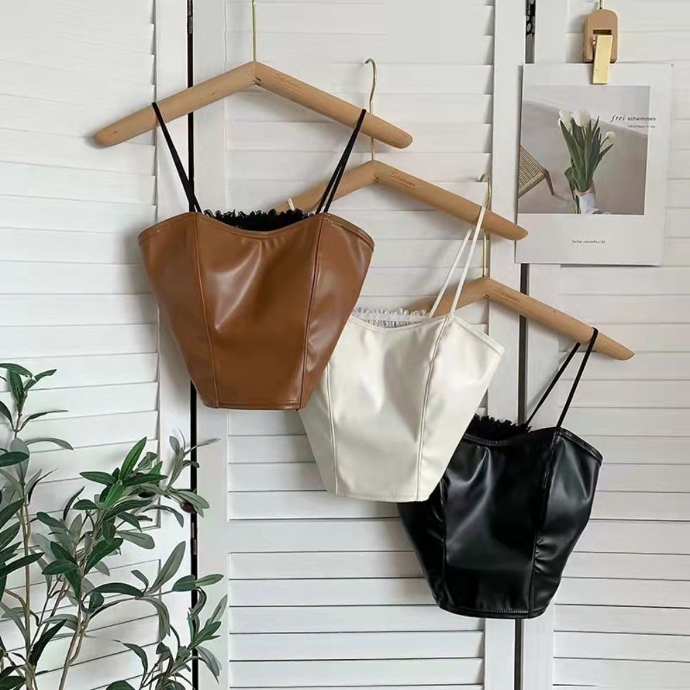 Bralette Women PU Camisoles Brassiere Thin Shoulder Strap Bra Chunyu Tank Top  Women