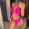 Sexy Wrap Around Wrinkled Mid Waist Bikini Female Swimsuit Women Swimwear Two-pieces Bikini Set Bather Bathing Suit Swim