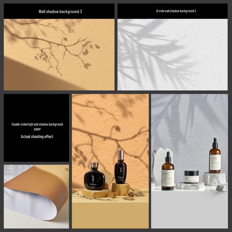 3D Double-Sided Tree Shadow Background Paper for Photography: Minimalist Prop for Cosmetics, Food, and Jewelry Still Life