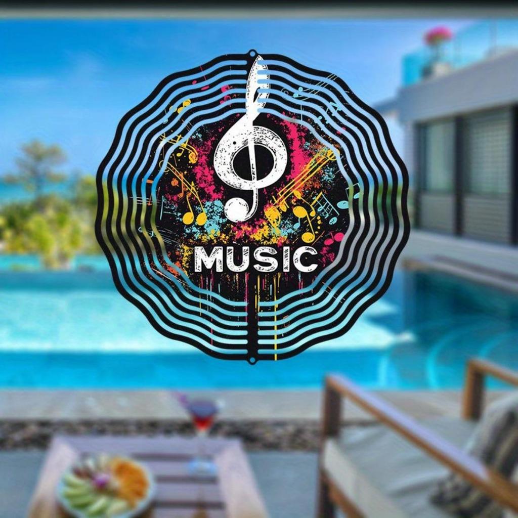 2D Musical Note Wind Spinner - Vibrant Kinetic Metal Art for Outdoor Decor, Durable Hanging Ornament for Garden