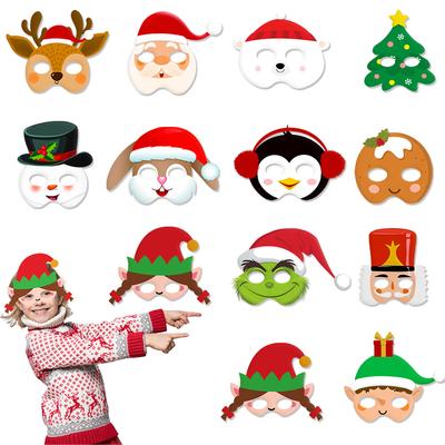 Hot Sale New Year Christmas Decorative Mask 12pcs Creative Photography Props Cosplay Props Boys and Girls