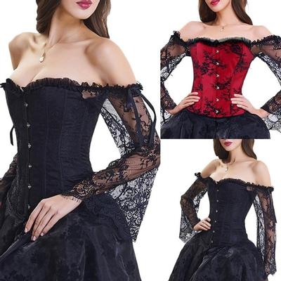 Lace Women's Long-sleeved Stitching Lace One-shoulder Wedding Corset Waist Corset