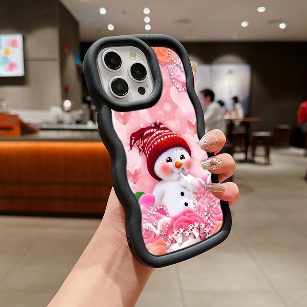 Macaron Big Wave Soft Phone Case für iPhone 11 12 13 14 15 Samsung A14 A24 A53 A54 A55 Xiaomi Redmi Note 13 12C Cover A3 Frohe Weihnachten Bär Hirsch Kunst