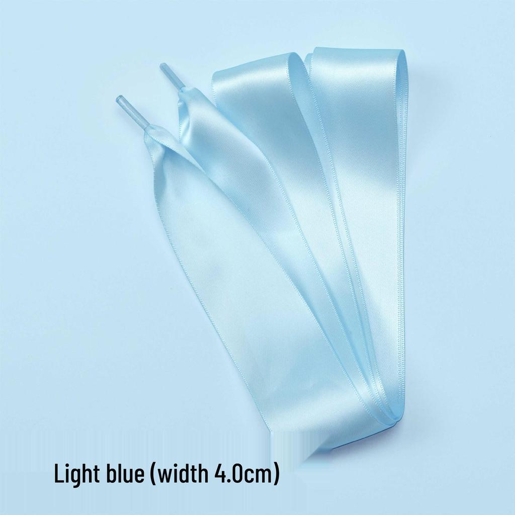 Silk Satin Ballet Bow Shoelaces, 4.0CM Double-Sided Bright White Ribbon Shoelaces