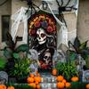 Day of The Dead Door Cover Dia De Los Muertos Boor Banner Backdrop Sugar Skull Rose Altar Mexican Fiesta Party Decorations