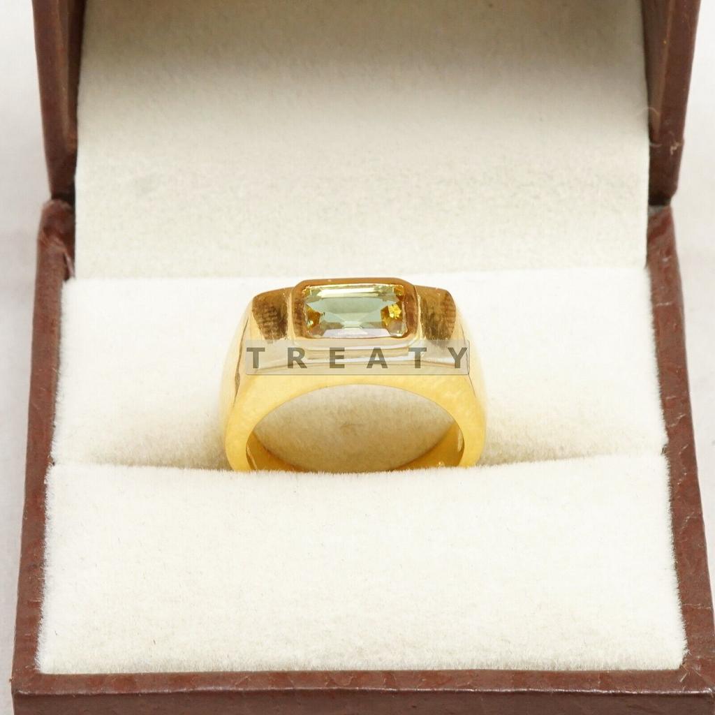 Citrine Emerald Cut Gemstone With 925 Sterling Silver Ring For Men's #B742 JL375692833273
