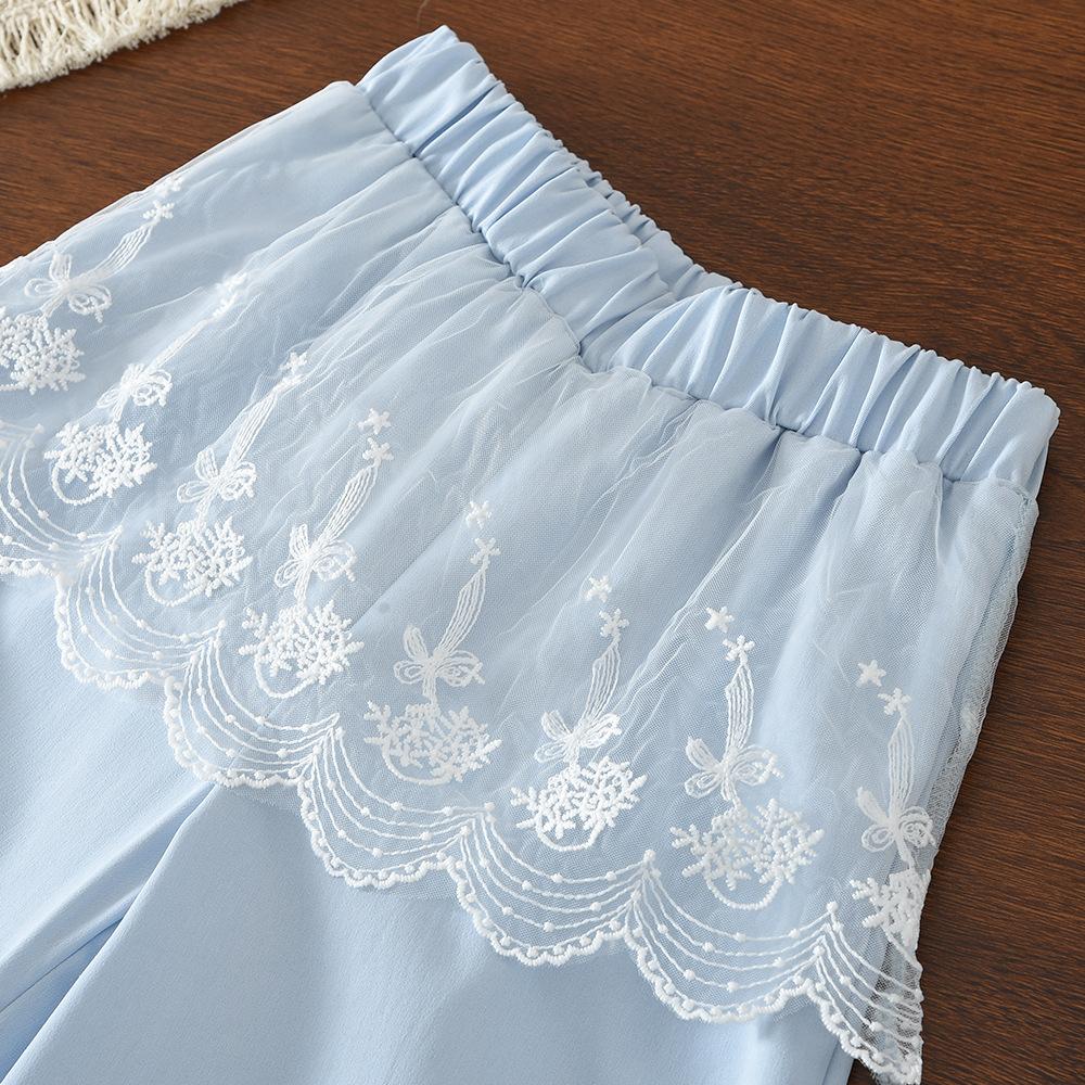 Girls Summer Ruffle Camisole And Wide Leg Pants 2 Piece Set Cute Baby Girl Casual Outfit