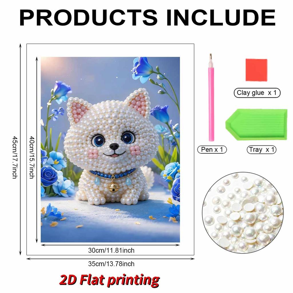 DIY Little White Dog Pearl Art Painting for Home Wall Decor Arts Craft  for Adults/Beginners Gift Idea Home Decor Without Frame