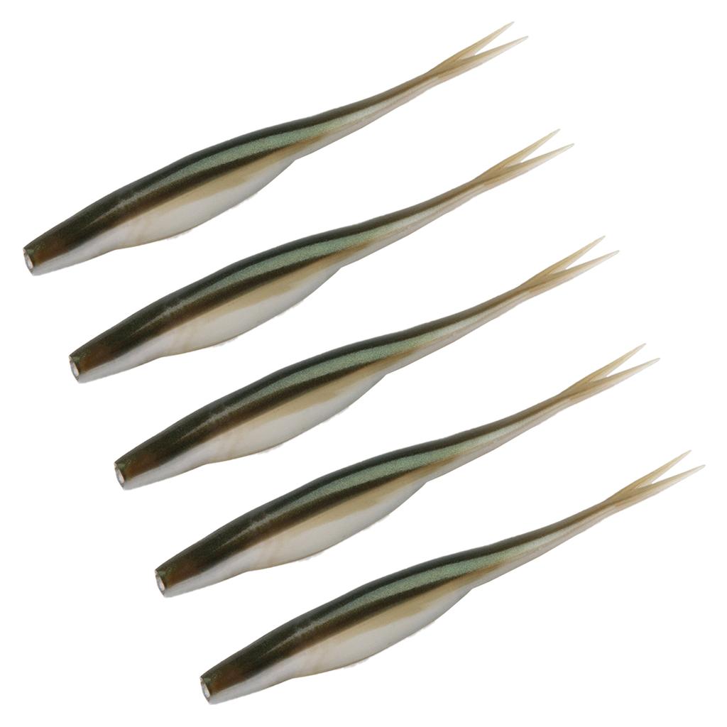 5Pcs Soft Fishing Lures Floating Baits Slightly Split Tail Swimbaits Lures Artificial Swimbaits for Saltwater Fishing