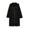 Hooded Pocket Hoodie Zipper Mid Length Fake Two Piece Loose Jacket for Women