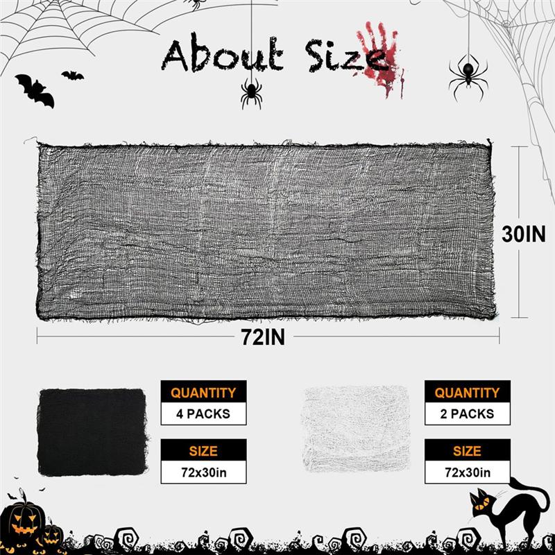 Halloween For Haunted House Supplies- 6Pcs 30X72 Inch Gauze Cloth, Creepy Fabric For Parties Outdoor& Indoor