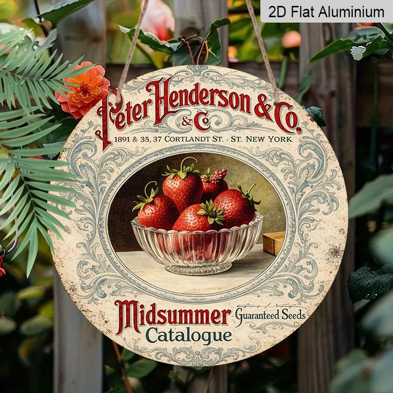 

2D Flat Aluminum 7.87 Inches X 7.87 Inches Vintage Strawberry-Style Wall Art Country Style Perfect for Gardens, Farmhouses, Cafes, Living Rooms 1pc