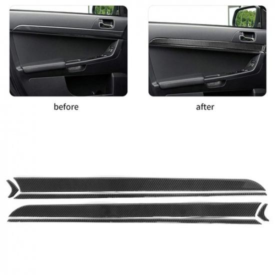 6Pcs Carbon Fiber Interior Door Panel Cover For Mitsubishi Lancer EVO 08-15