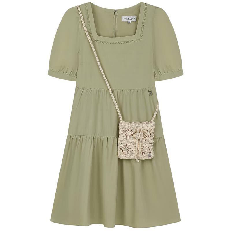 Teenie Weenie Tencel Lyocell Blend Square Neck A-Line Dress 160/S