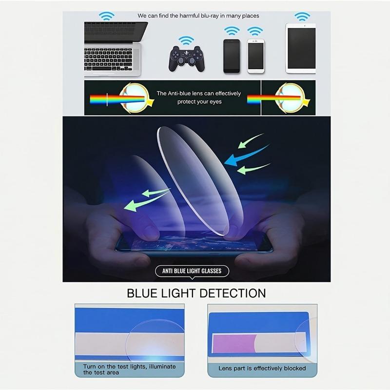 3pcs Unisex Square Frame Blue Light Blocking Glasses Plastic Oval Eyewear for Daily Wear