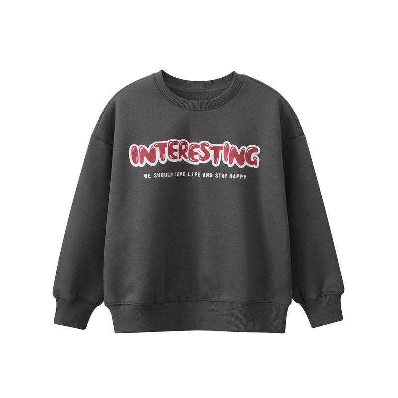 Winter Children s Clothing Kids Alphabet plus Velvet Sweatshirt Children s Polar Fleece Top Boys and Girls round Neck Pullover Clothes Dt2141 Dark Gray 150