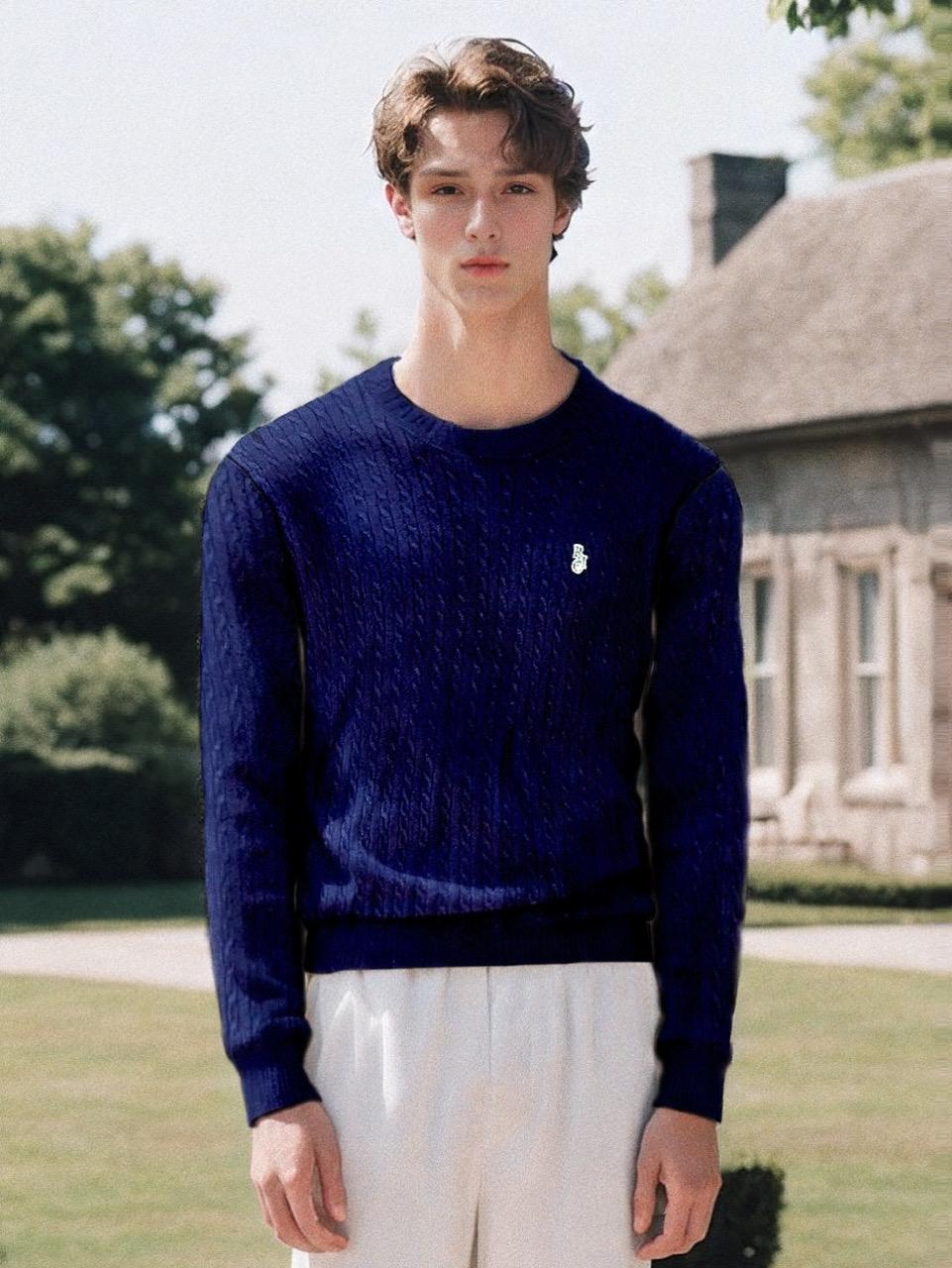 Royal Club Holiday Kingsley Cable Knit Navy White/L